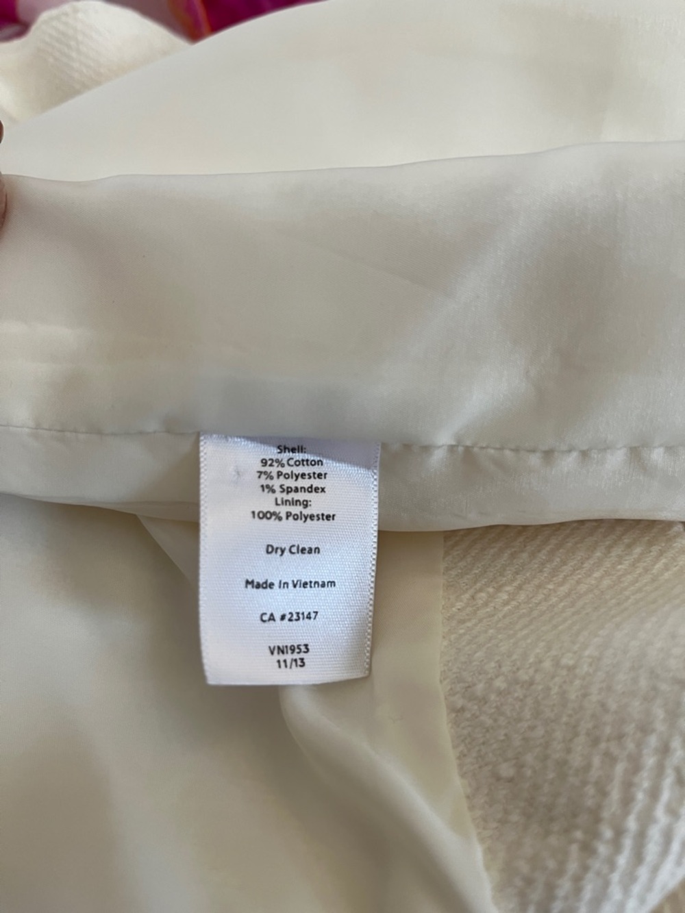 Talbots collarless textured Ivory Coat/Duster w/ Black Trim & pockets Size 14 - Picture 17 of 17